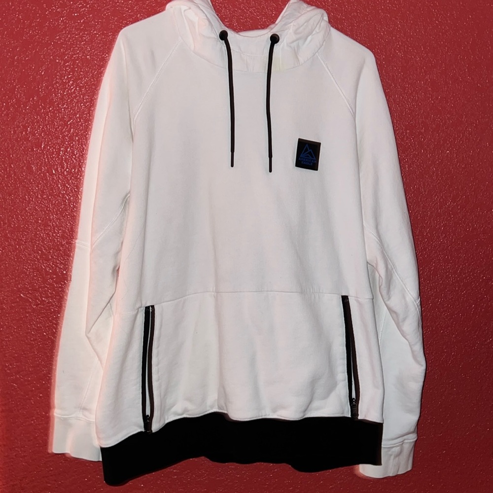 American Eagle Mens 9959100 Ultra-Soft Graphic Pullover Hoodie, White (L)